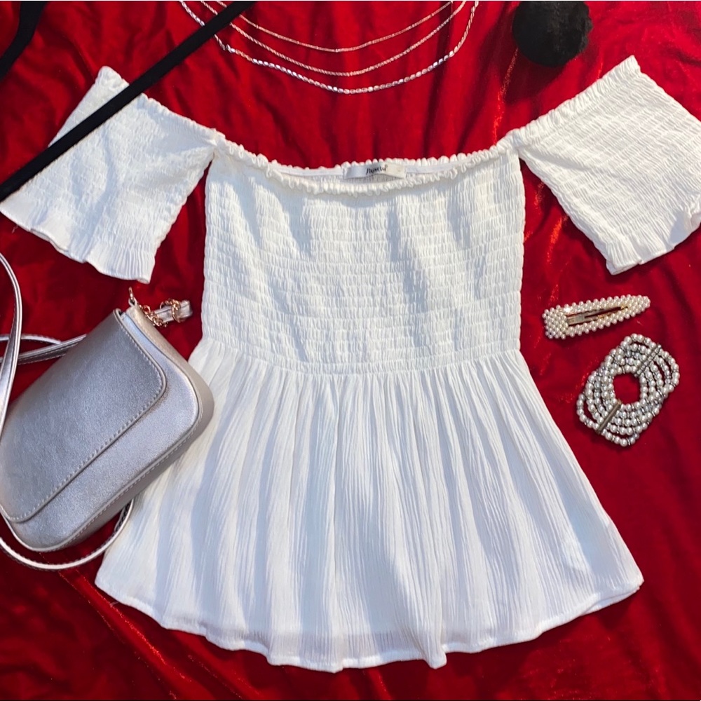 White Off-the-Shoulder Tee